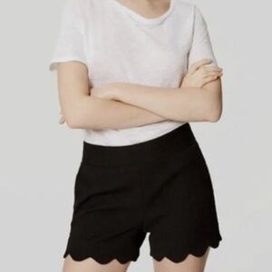 LOFT Black Scalloped Hem Shorts